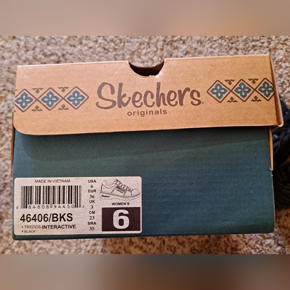 Vintage Skechers Tredds Women's Black Leather Upper Size 6 New - Picture 9 of 9